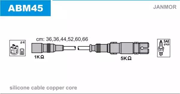 Комплект проводов зажигания ABM45 JANMOR