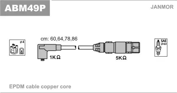 Дроти в/в каучук copper audi a3 1.6/vw bora 2.0 99-05/caddy iii 2.0 06-15/golf iv 2.0... ABM49P JANMOR