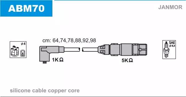 Комплект проводов зажигания ABM70 JANMOR