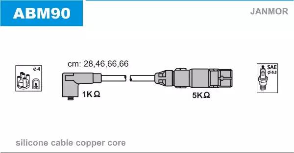 Комплект проводов зажигания ABM90 JANMOR