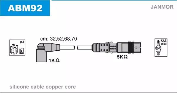 Дроти в/в силікон audi a3/a4 skoda octavia vw1.6 96- ABM92 JANMOR