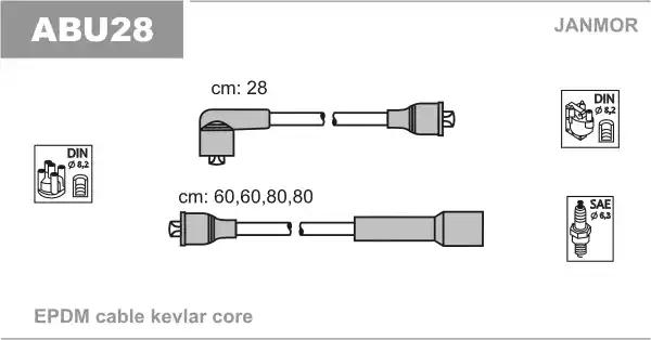 Комплект проводов зажигания ABU28 JANMOR