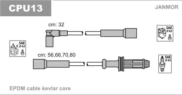 Комплект проводов зажигания CPU13 JANMOR