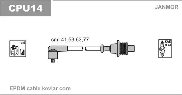 Комплект проводов зажигания CPU14 JANMOR