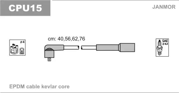 Комплект проводів високої напруги CPU15 JANMOR