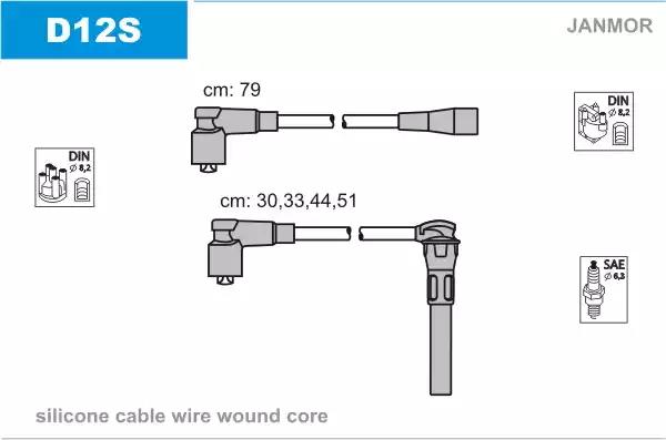 Комплект проводов зажигания D12S JANMOR