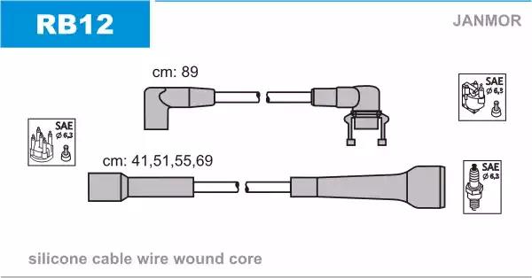 Комплект проводів високої напруги RB12 JANMOR