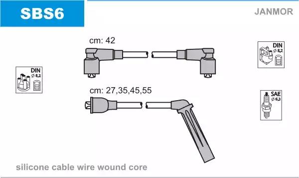 Комплект проводів високої напруги SBS6 JANMOR