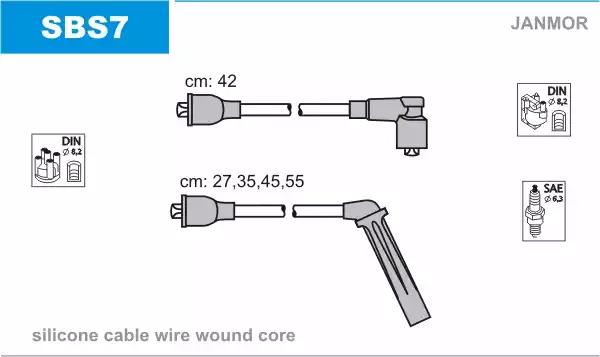 Комплект проводов зажигания SBS7 JANMOR