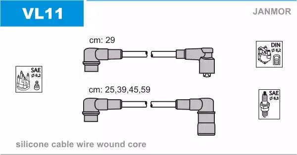 Комплект проводів високої напруги VL11 JANMOR