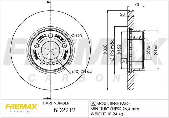 Диск тормозной передний fremax bd-2212 BD2212 FREMAX