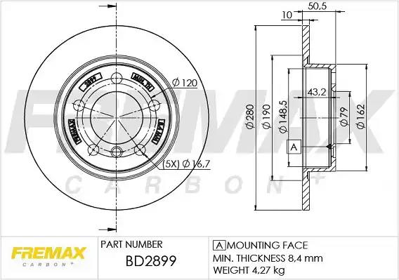 Диск тормозной задний fremax bd-2899 BD2899 FREMAX