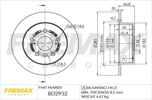 Диск тормозной задний fremax bd-2932 BD2932 FREMAX