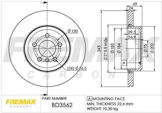 Диск тормозной задний fremax bd-3562 BD3562 FREMAX