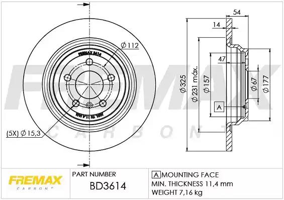 Гальмівний диск BD3614 FREMAX