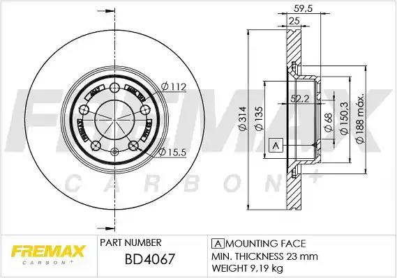 Диск тормозной передний fremax bd-4067 BD4067 FREMAX