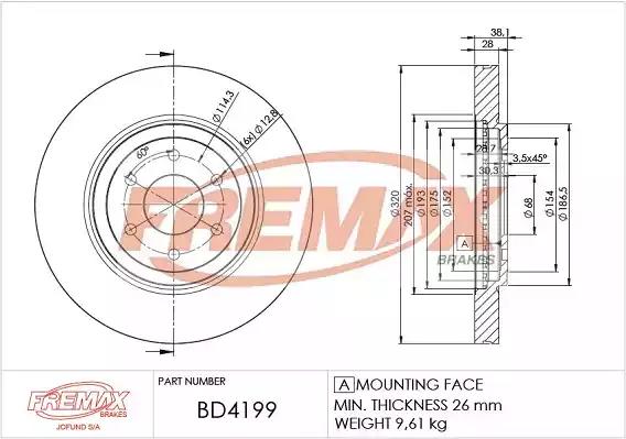 Диск тормозной передний fremax bd-4199 BD4199 FREMAX