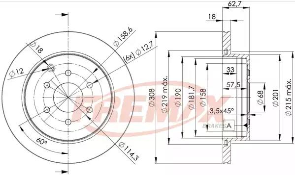 Диск тормозной задний fremax bd-4203 BD4203 FREMAX