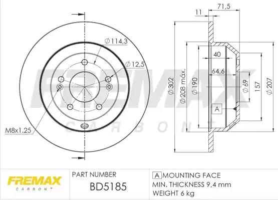 Диск тормозной задний fremax bd-5185 BD5185 FREMAX