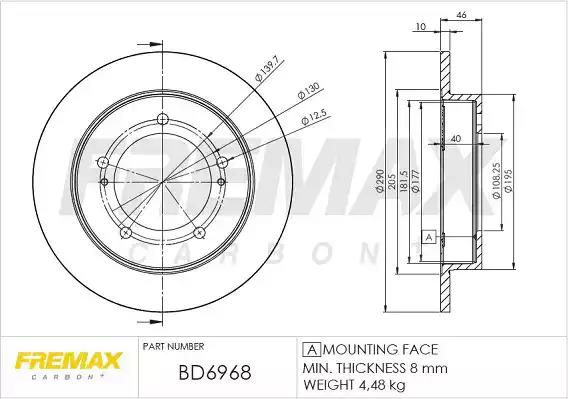 Диск тормозной передний fremax bd-6968 BD6968 FREMAX