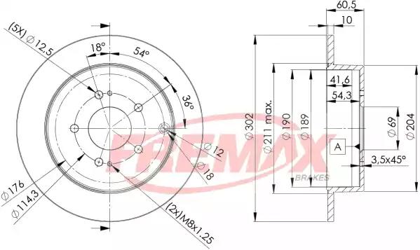 Диск тормозной задний fremax bd-7032 зам. mr955407 / mr955408 BD7032 FREMAX