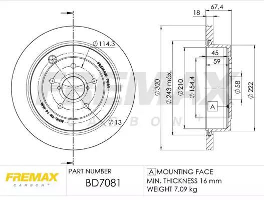 Диск тормозной задний fremax bd-7081 BD7081 FREMAX