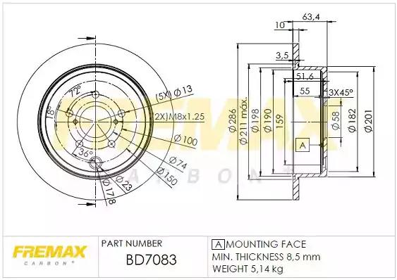 Диск тормозной задний fremax bd-7083 BD7083 FREMAX