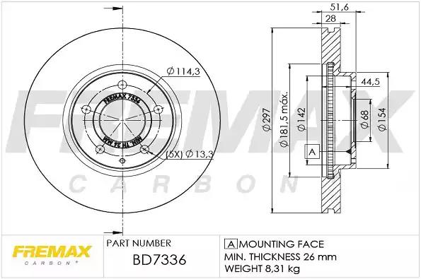 Диск тормозной передний fremax bd-7336 BD7336 FREMAX