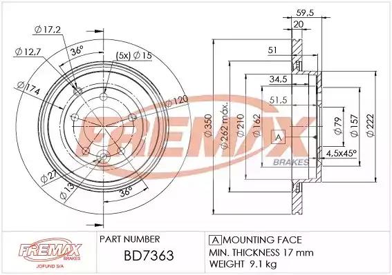 Диск тормозной задний fremax bd-7363 BD7363 FREMAX