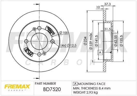 Диск тормозной задний fremax bd-7520 BD7520 FREMAX