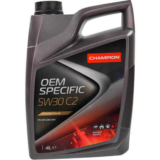 Моторна олива champion oem specific c2, 5w-30, 4л 8209710 CHAMPION