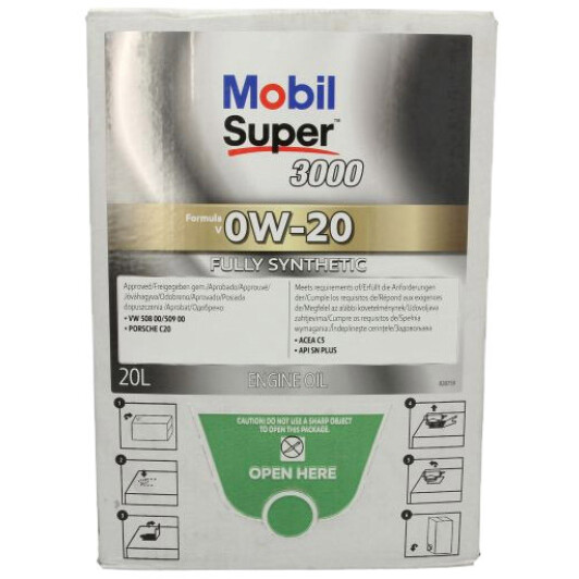 Моторна олива mobil super 3000 f-v / 0w20 / 20л. / коробка / 155853 MOBIL