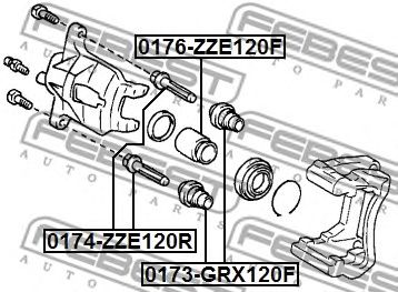 Пильник направляючої супорта перед. avensis/corolla -07 0173GRX120F FEBEST