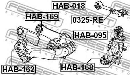 Сайлентблок важеля honda cr-v iii-iv fr-v v 04 зад. міст верх перед... HAB162 FEBEST