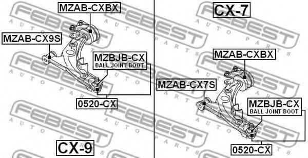 Сайлентблок переднього важеля зад. mazda cx-7 07- MZABCXBX FEBEST