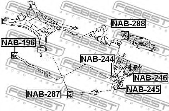 Сайлентблок заднього поперечного важеля NAB288 FEBEST