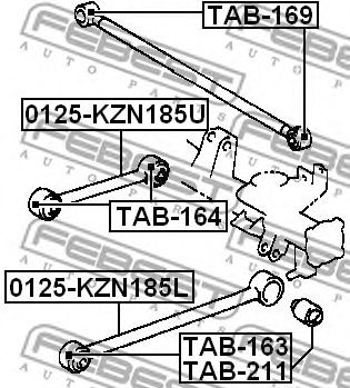 Сайлентблок важеля huyndai i20 i30 i40 santa fe tucson 04 - зад. міст... TAB163 FEBEST
