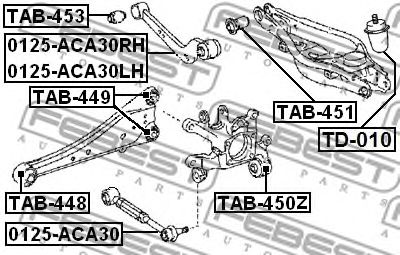 Сайлентблок цапфи задньої плаваючий rav 4 06- TAB450Z FEBEST