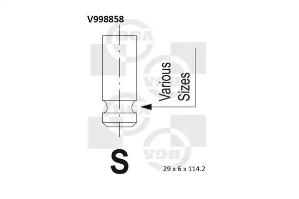 Клапан випуск 29х6х114.2mitsubishi galant/l300 2.0i -03 4g63 V998858 BGA