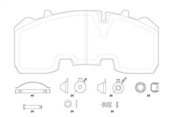 Комплект гальмівних накладок, дискове гальмо 2926505390 JURID