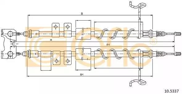 Трос ручного гальма зад. ford transit connect високий з abs 02-07... 105337 COFLE