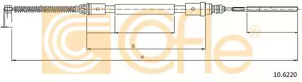Трос ручного гальма зад. л peugeot 406 106220 COFLE