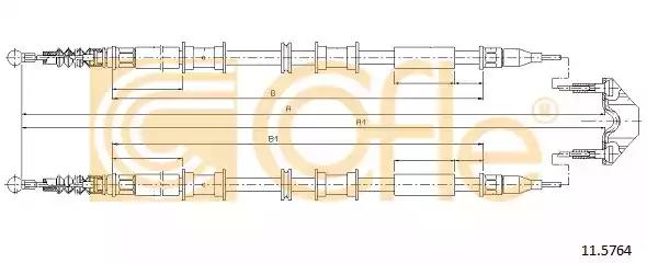Трос ручного гальма диск opel corsa c combo 01- l 1582/1407mm 115764 COFLE