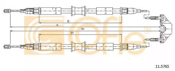 Трос ручного гальма зад.барабан opel combo 1.4-1.7 cdti 16v 10.01- 115765 COFLE
