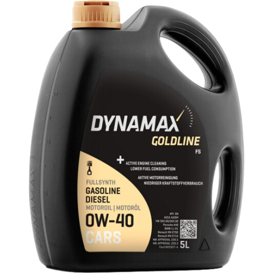 Олива 0w40 a3/b4 5l dynamax goldline fs 502715 DYNAMAX