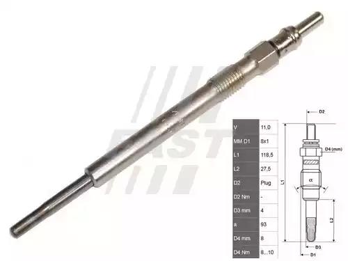 Свічка розжарювання fiat doblo 00- fiorino 07- 1.3d  fast FT82720 FAST