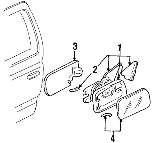 Дзеркальне скло, зовнішнє дзеркало 1H1857521A VAG