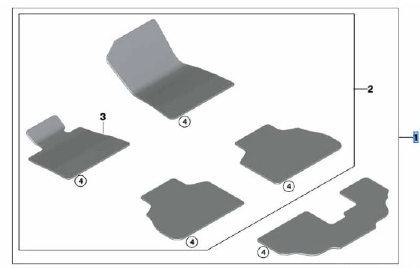 Комплект велюрових килимків в салон • bmw x7 (g07) 51475A40B25 BMW