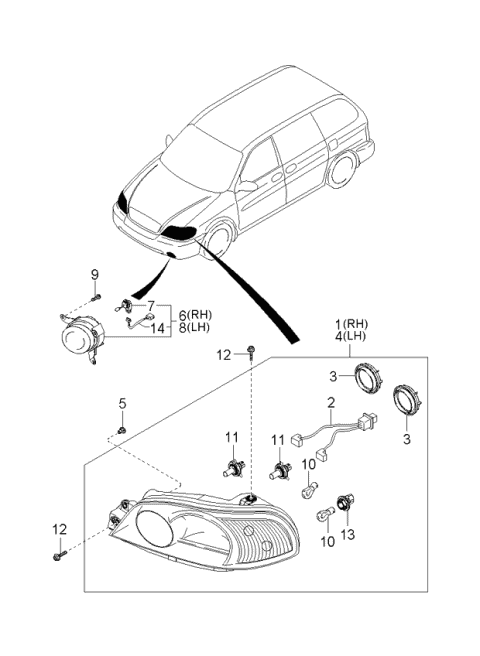 Лампа розжарювання, основна фара 0K53A5103C HY KI