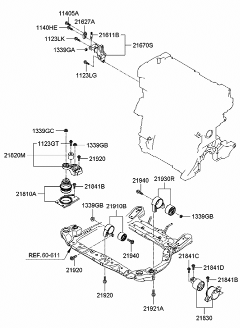 Опора, коробка передач 219301G110 HY KI
